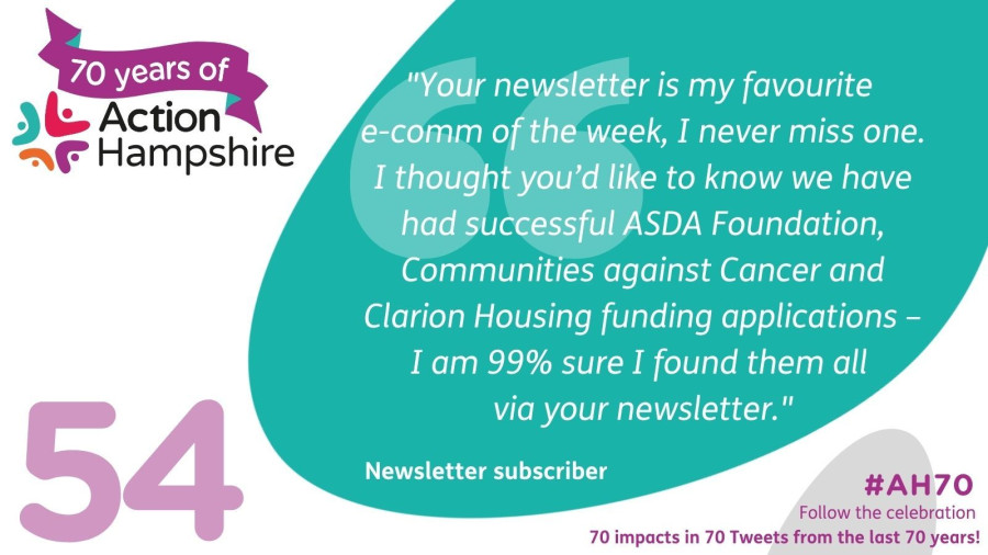 Action Hampshire infographic  54 -  Newsletter Subscriber quote