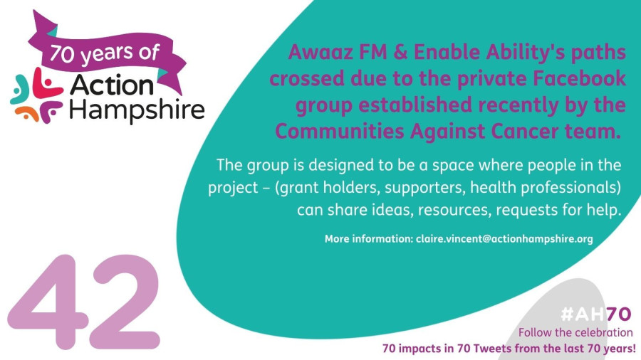 Action Hampshire infographic  42 -  Awaaz FM Enable ability’s Cross paths