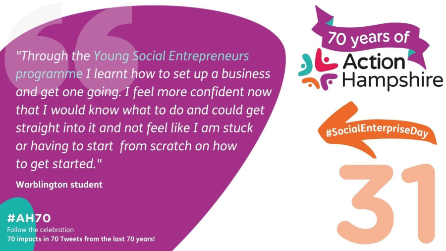 Action Hampshire infographic 31 - young social entrepreneurs review by Warblington student