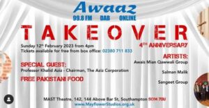 Awaaz radio takeover - Awaaz Radio are hosting a takeover on the 12th of February! From 4pm there will be special guests, delicious food and more! Tickets are completely free!